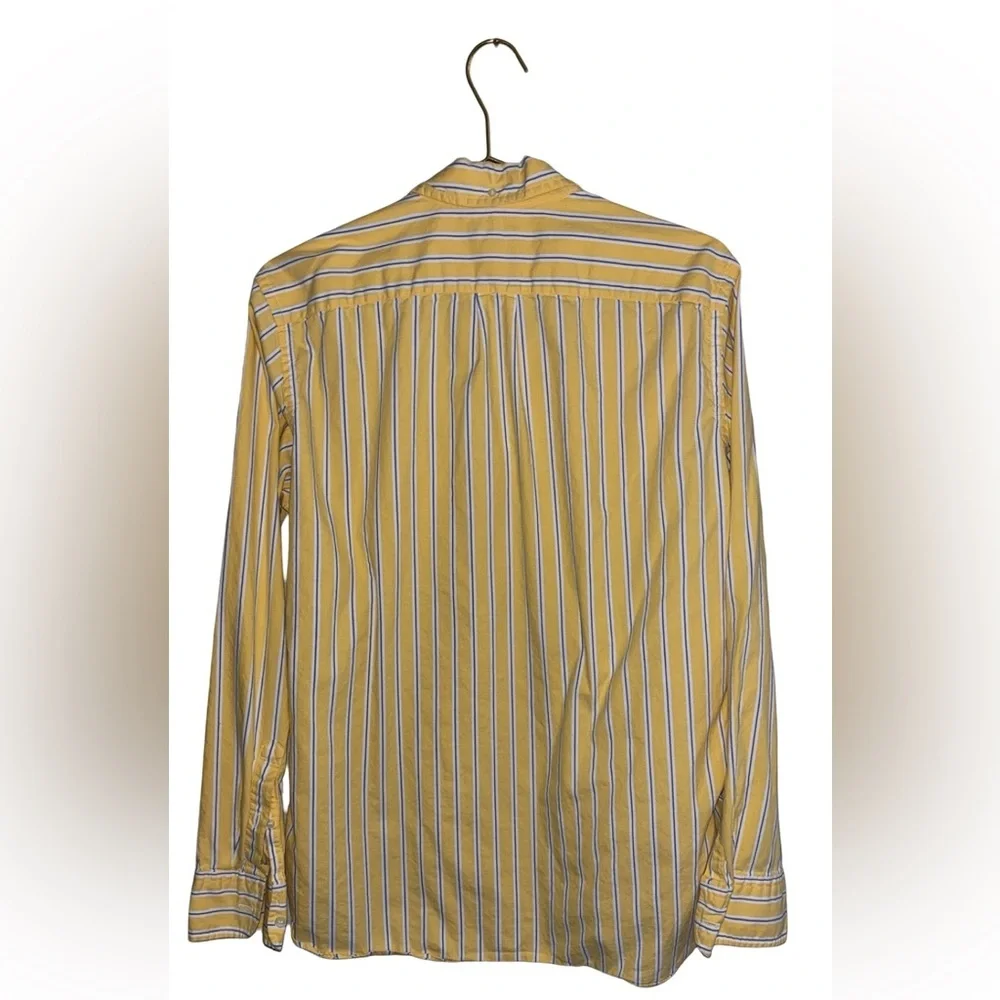 J. Crew Men’s Yellow & White Tailored Fit Striped Button-Down Shirt Size Medium
